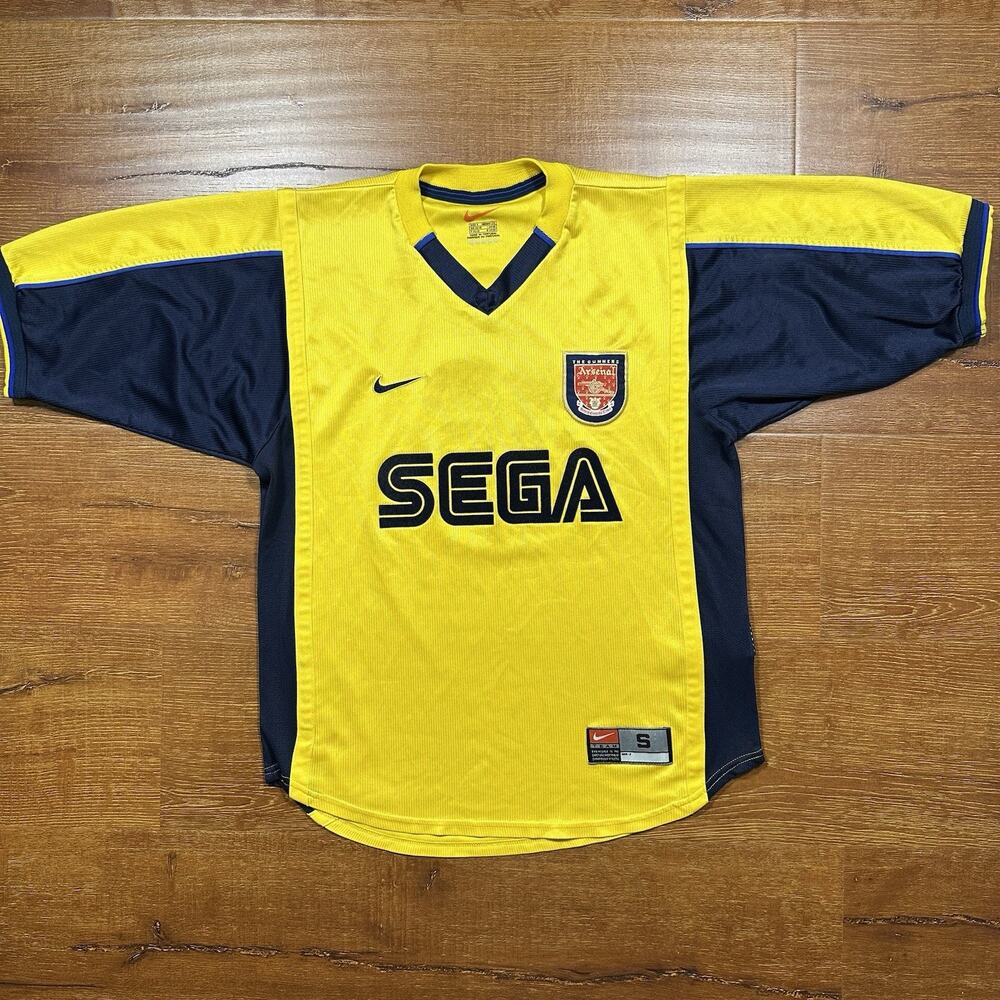 Vintage Nike Arsenal Soccer Jersey Mens S Yellow 1999-2000 Kit Sega 90s Rare